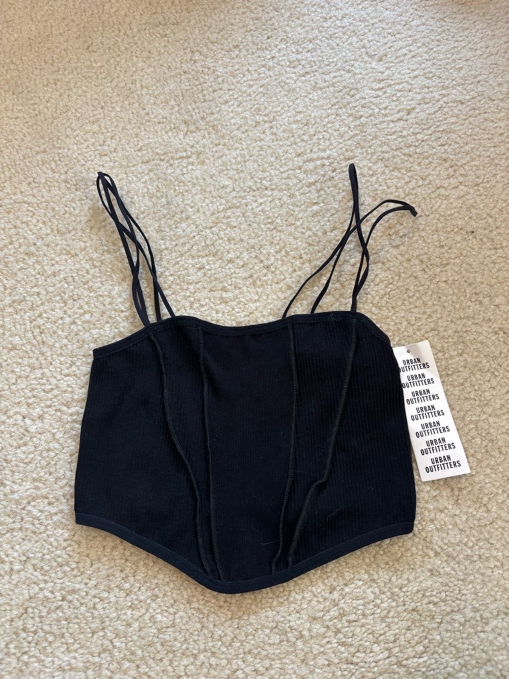 Urban Outfitters Black Ribbed Fiona Bra Top